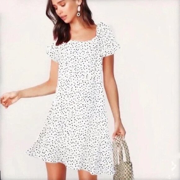 LOFT Dresses & Skirts - NWT Loft polka dot linen blend tie back dress